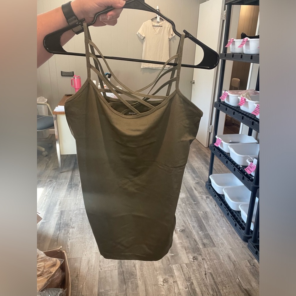 Zenana olive crisscross tank